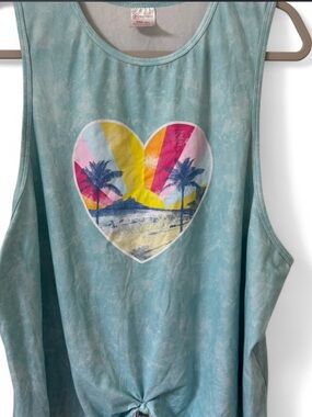 No Boundaries Light Aqua Crewneck Tee with Pink Logo Tag